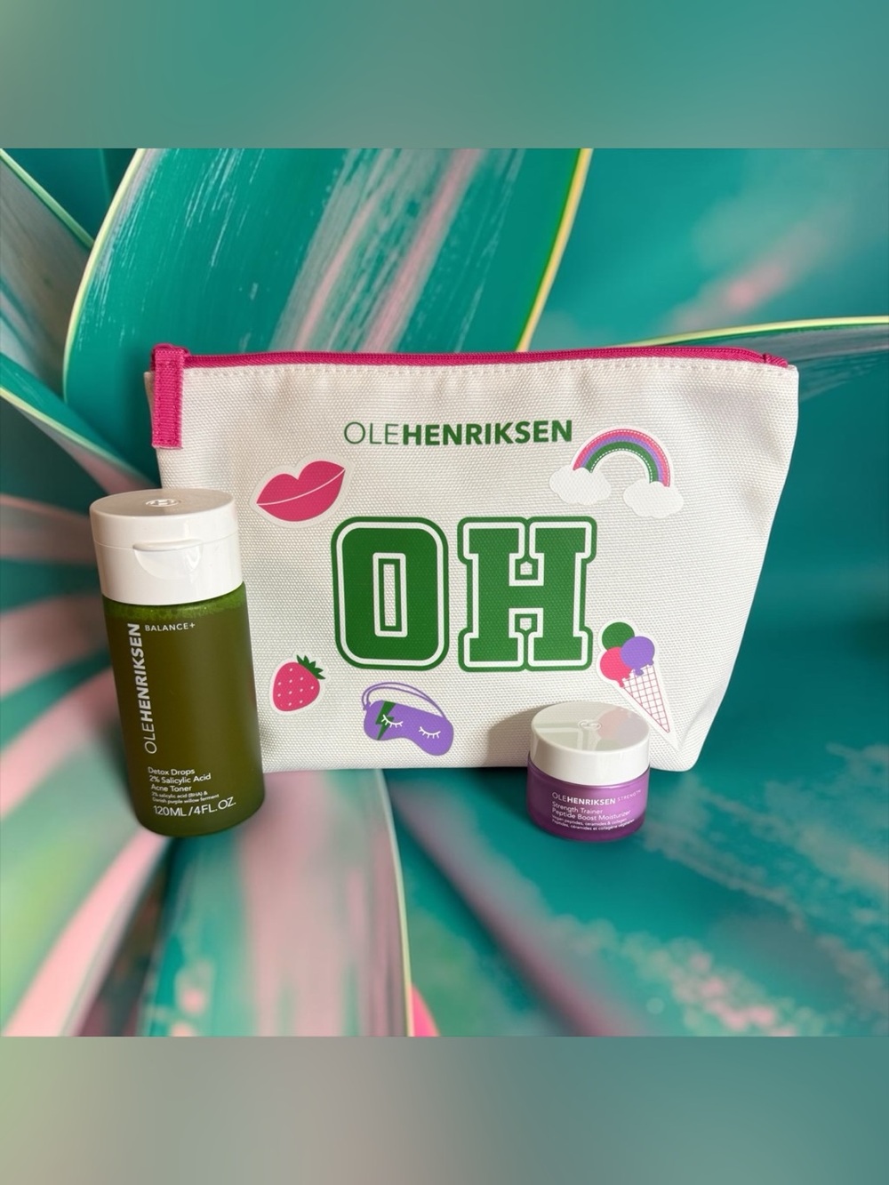 🩷OLE HENRIKSON🩷3-PC Skincare Bundle including “OH”White Cosmetic Pouch/NIP